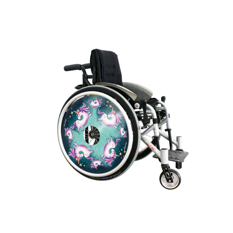 Wheel covers Unicorns on a green background
